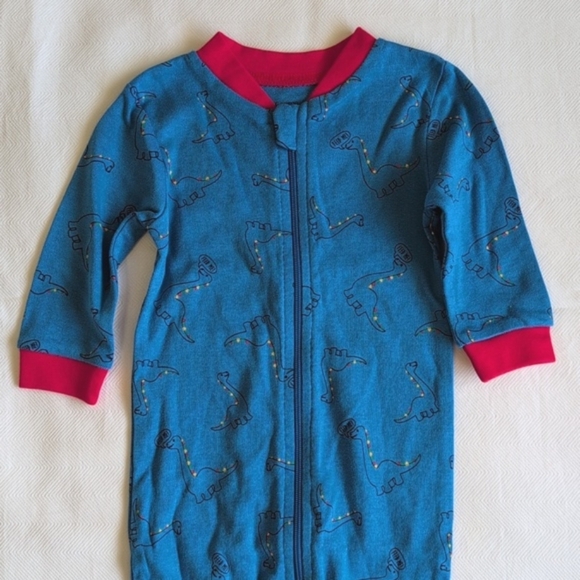 NEW george blue dinosaur cotton zipper footie sleeper pajamas 3-6 months baby - Picture 3 of 4